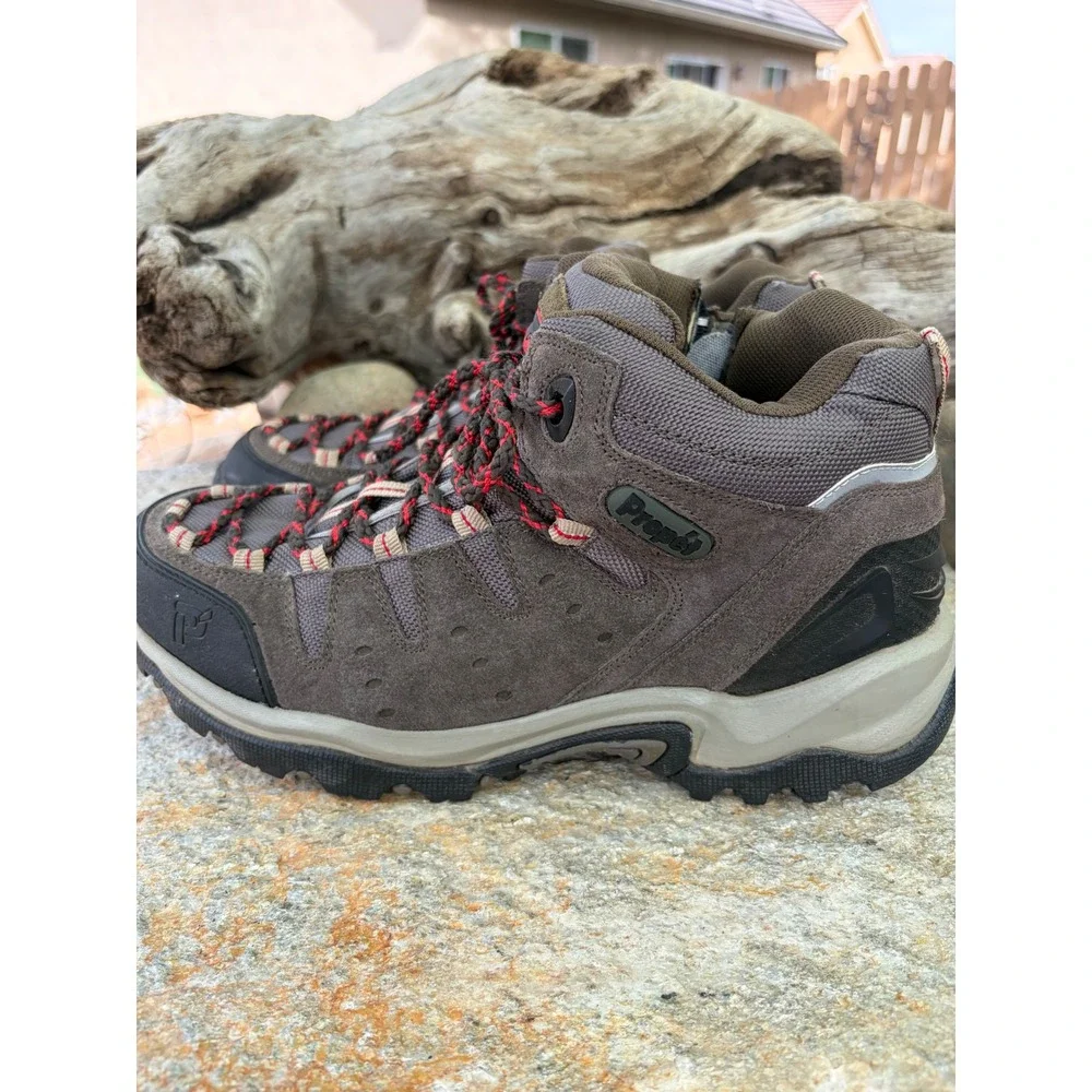 Propet Ridge Walker Mens 9.5 3E Brown Hiking Boots‎ Leather Side Zip M6026